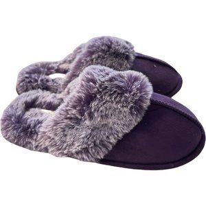 🌹NWT Women’s Slippers Size L 8/9 JESSICA SIMPSON MICRO SCUFF SLIPPERS Purple